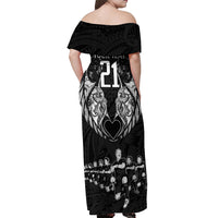 Custom New Zealand Rugby Off Shoulder Maxi Dress Black Haka Dance With NZ Champions History - Wonder Print Shop