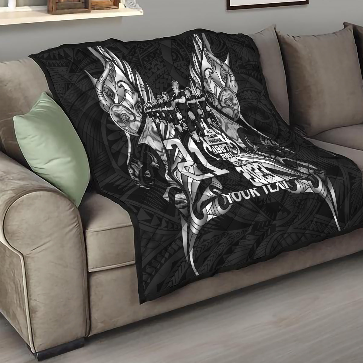Custom New Zealand Rugby Quilt Black Haka Dance With NZ Champions History - Wonder Print Shop