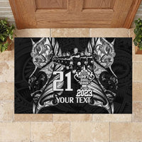 Custom New Zealand Rugby Rubber Doormat Black Haka Dance With NZ Champions History - Wonder Print Shop