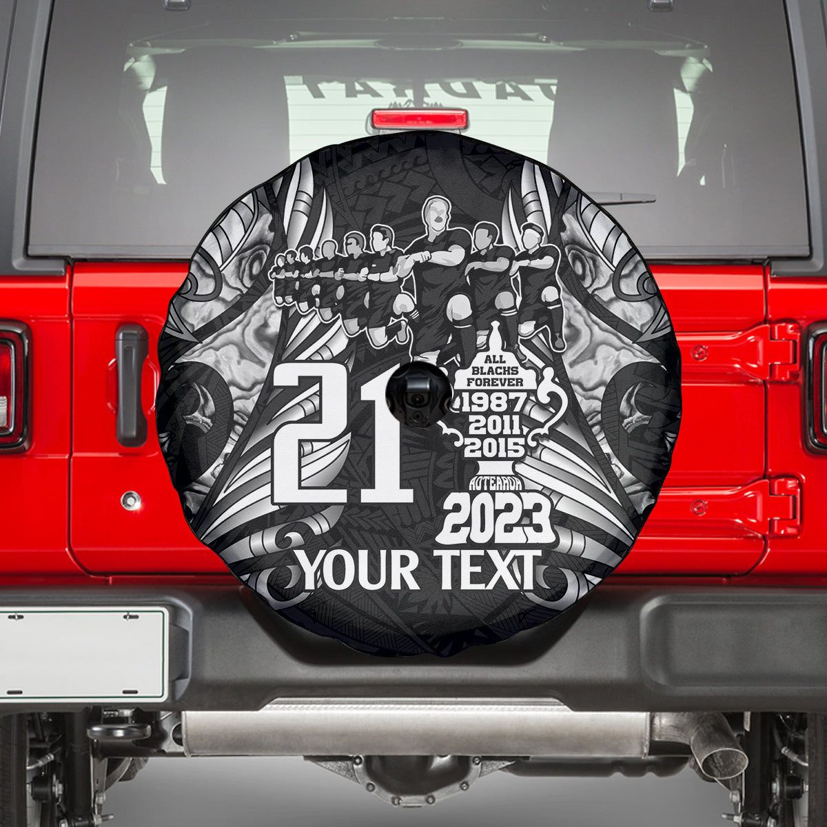 Custom New Zealand Rugby Spare Tire Cover Black Haka Dance With NZ Champions History - Wonder Print Shop