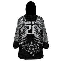 Custom New Zealand Rugby Wearable Blanket Hoodie Black Haka Dance With NZ Champions History - Wonder Print Shop