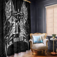 Custom New Zealand Rugby Window Curtain Black Haka Dance With NZ Champions History - Wonder Print Shop