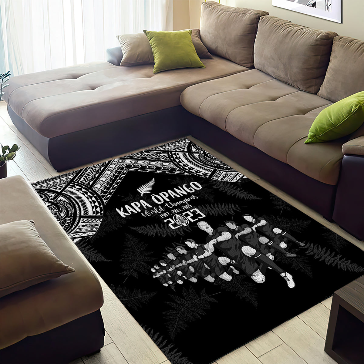NZ Rugby Area Rug Kapa Opango Maori Haka With Years of The All Black Champions LT9 - Wonder Print Shop