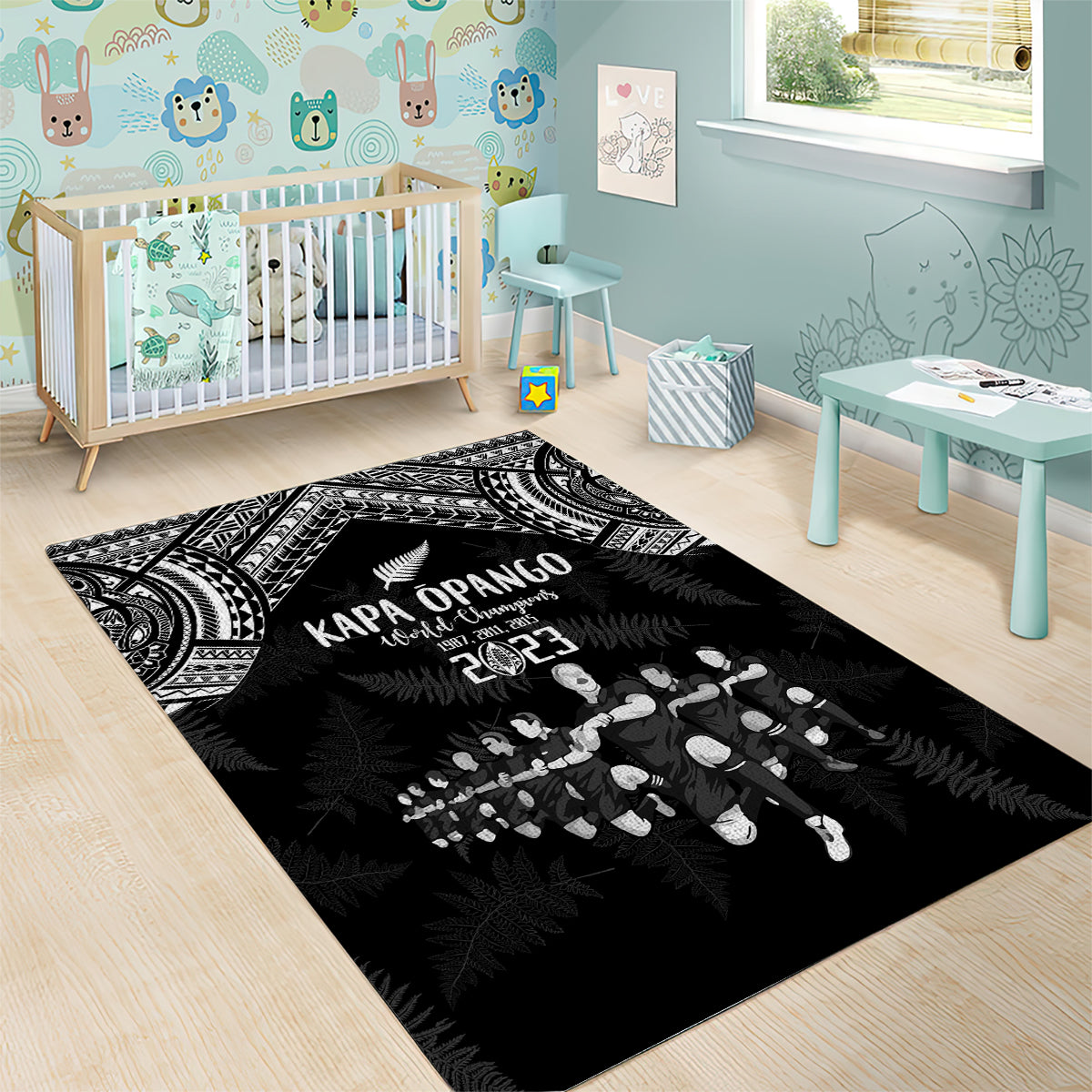 NZ Rugby Area Rug Kapa Opango Maori Haka With Years of The All Black Champions LT9 - Wonder Print Shop
