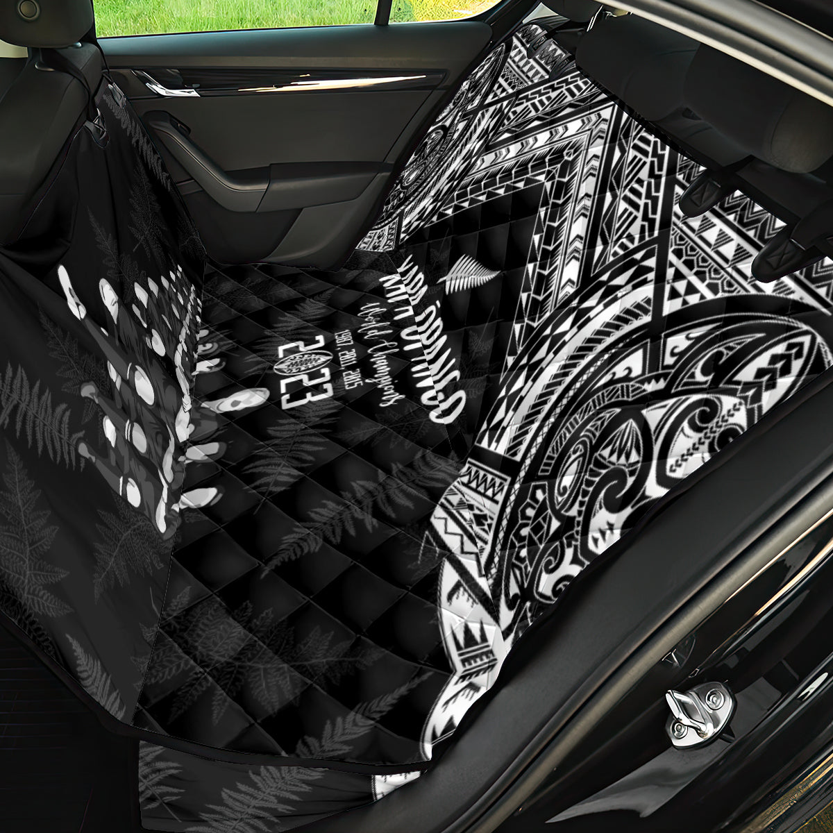NZ Rugby Back Car Seat Cover Kapa Opango Maori Haka With Years of The All Black Champions LT9 - Wonder Print Shop