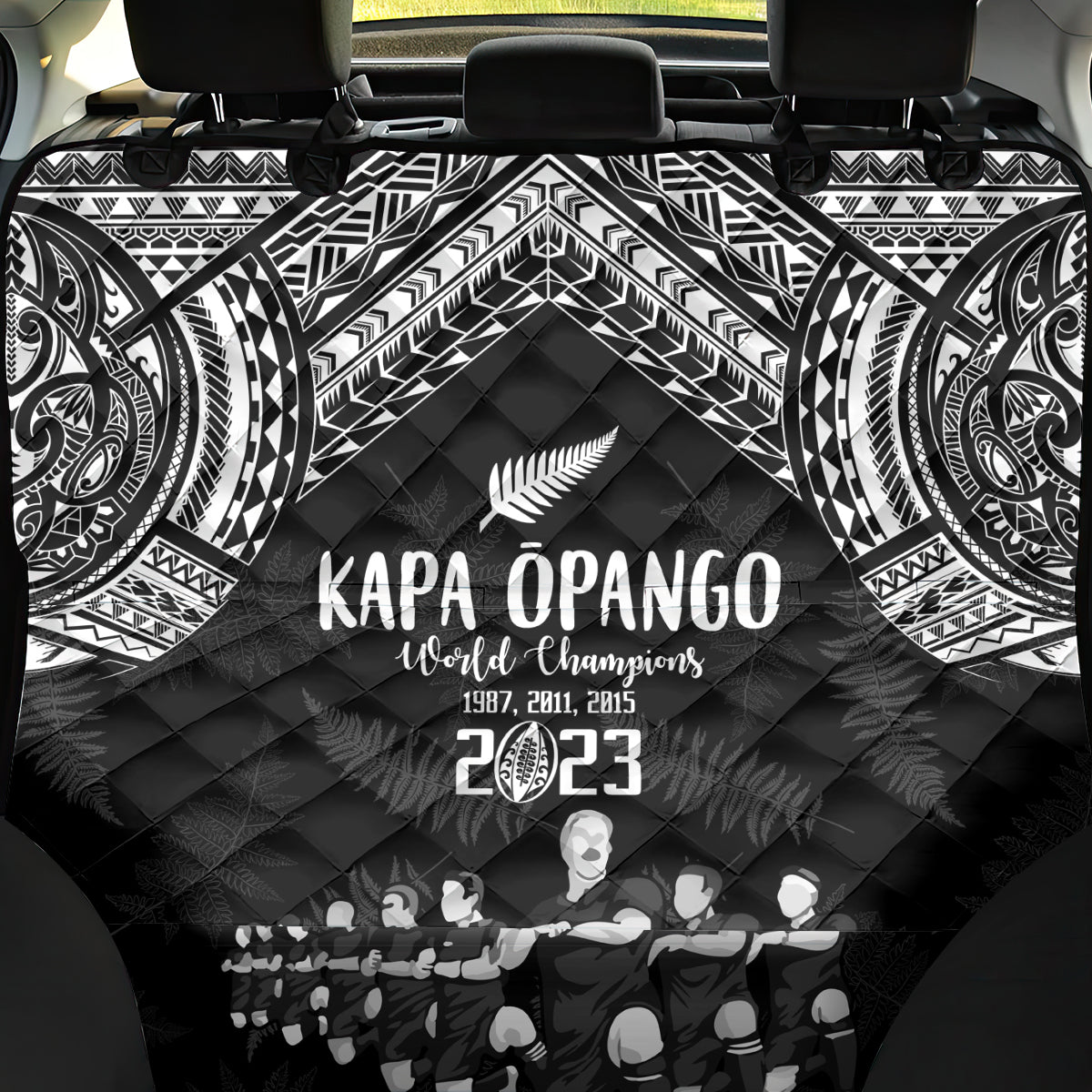 NZ Rugby Back Car Seat Cover Kapa Opango Maori Haka With Years of The All Black Champions LT9 - Wonder Print Shop