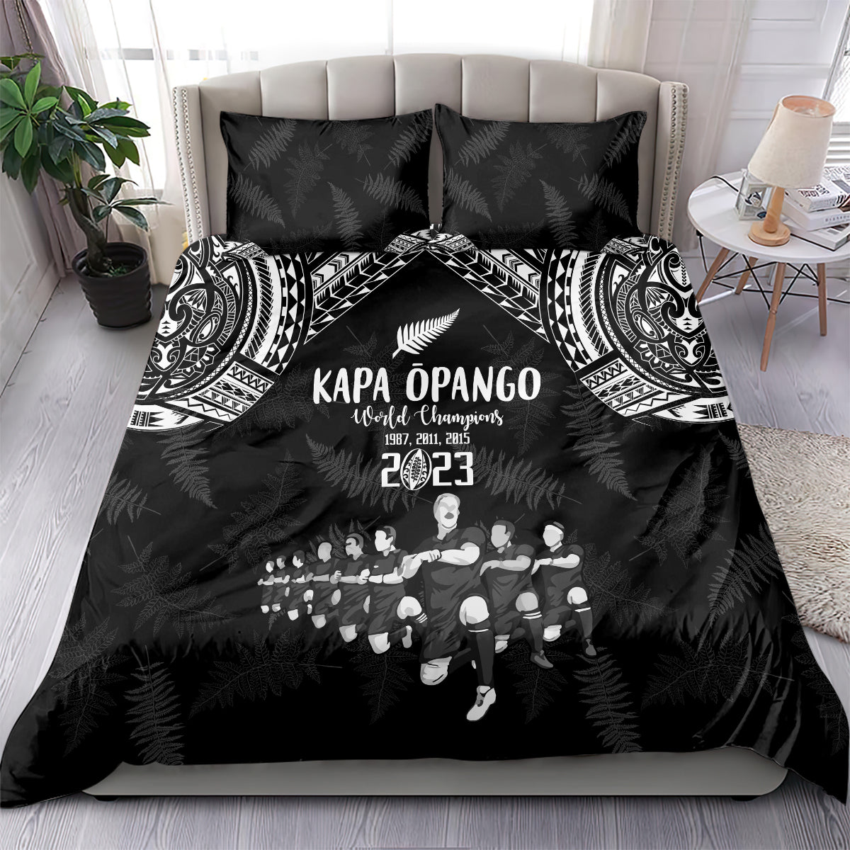 NZ Rugby Bedding Set Kapa Opango Maori Haka With Years of The All Black Champions LT9 - Wonder Print Shop