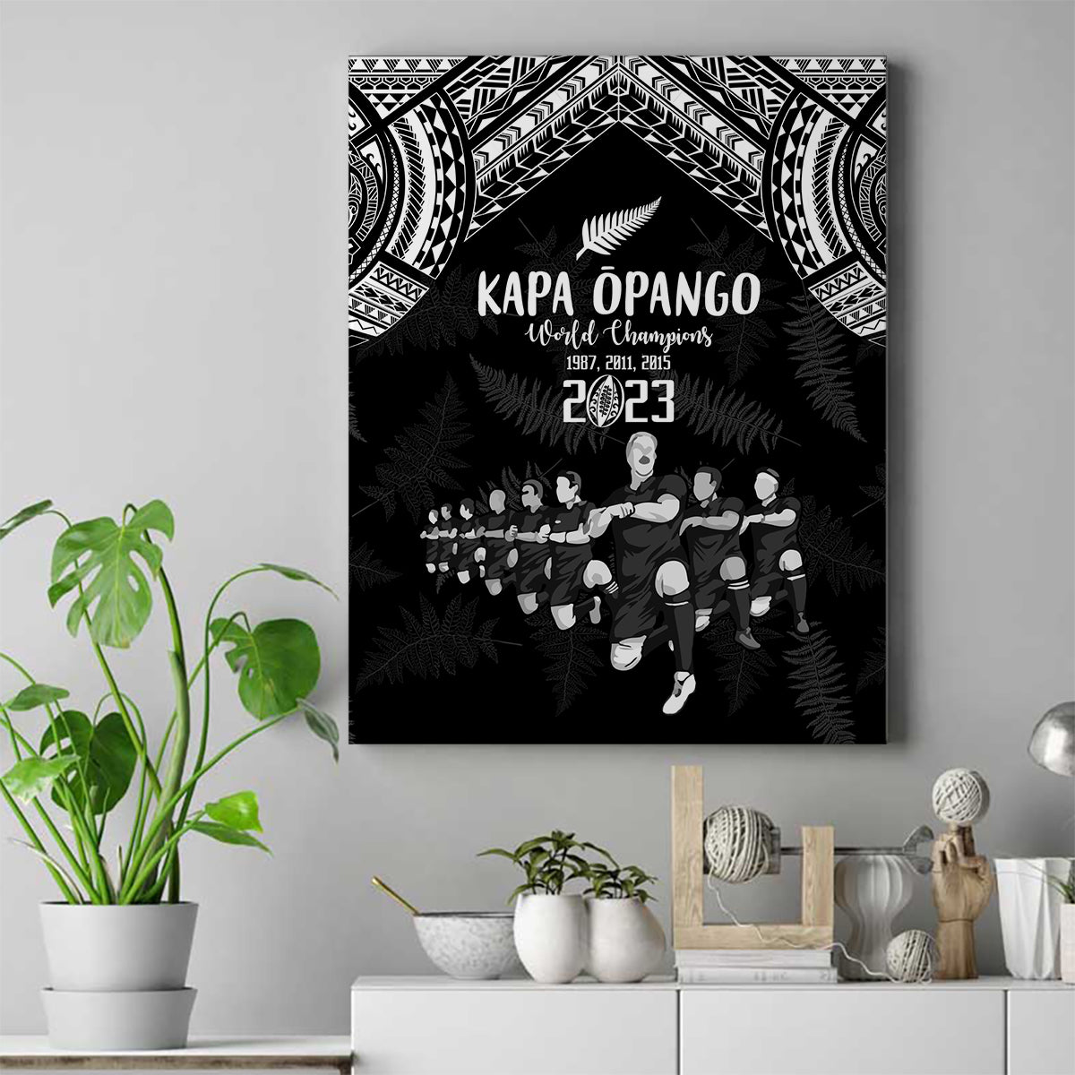 NZ Rugby Canvas Wall Art Kapa Opango Maori Haka With Years of The All Black Champions LT9 - Wonder Print Shop