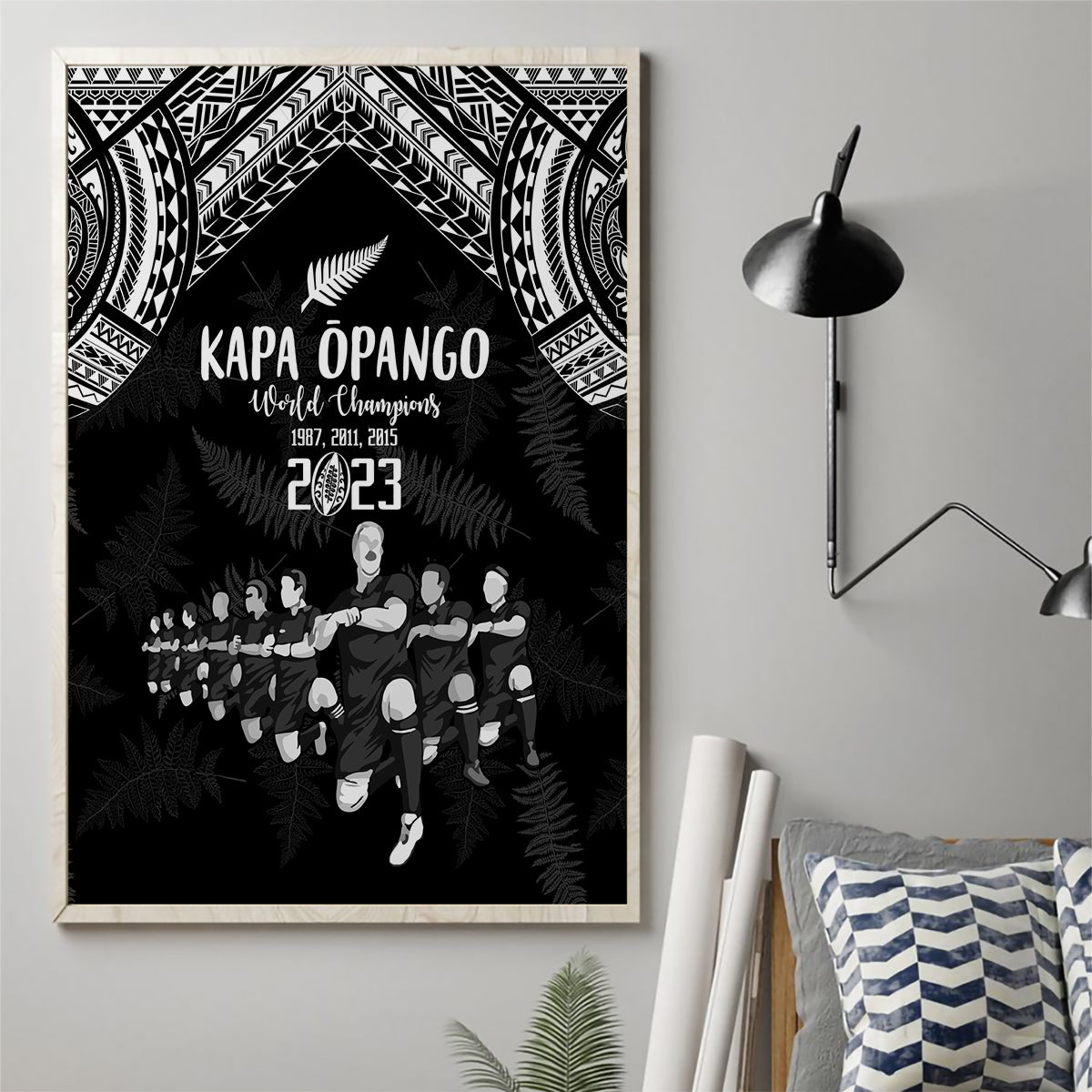 NZ Rugby Canvas Wall Art Kapa Opango Maori Haka With Years of The All Black Champions LT9 - Wonder Print Shop