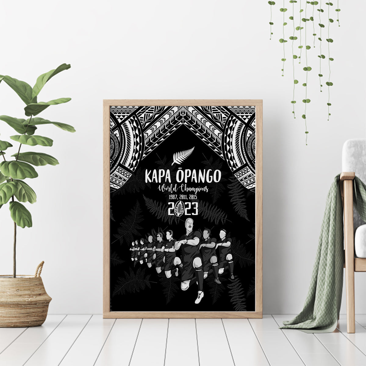 NZ Rugby Canvas Wall Art Kapa Opango Maori Haka With Years of The All Black Champions LT9 - Wonder Print Shop