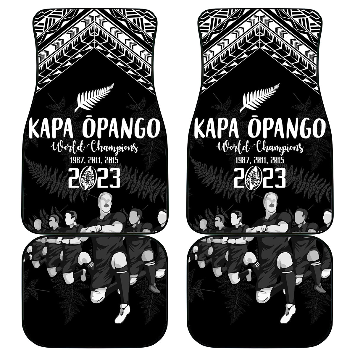 NZ Rugby Car Mats Kapa Opango Maori Haka With Years of The All Black Champions LT9 - Wonder Print Shop