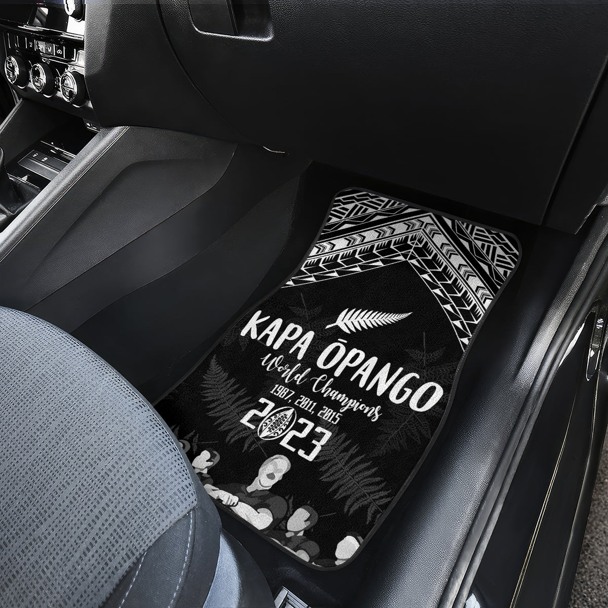 NZ Rugby Car Mats Kapa Opango Maori Haka With Years of The All Black Champions LT9 - Wonder Print Shop