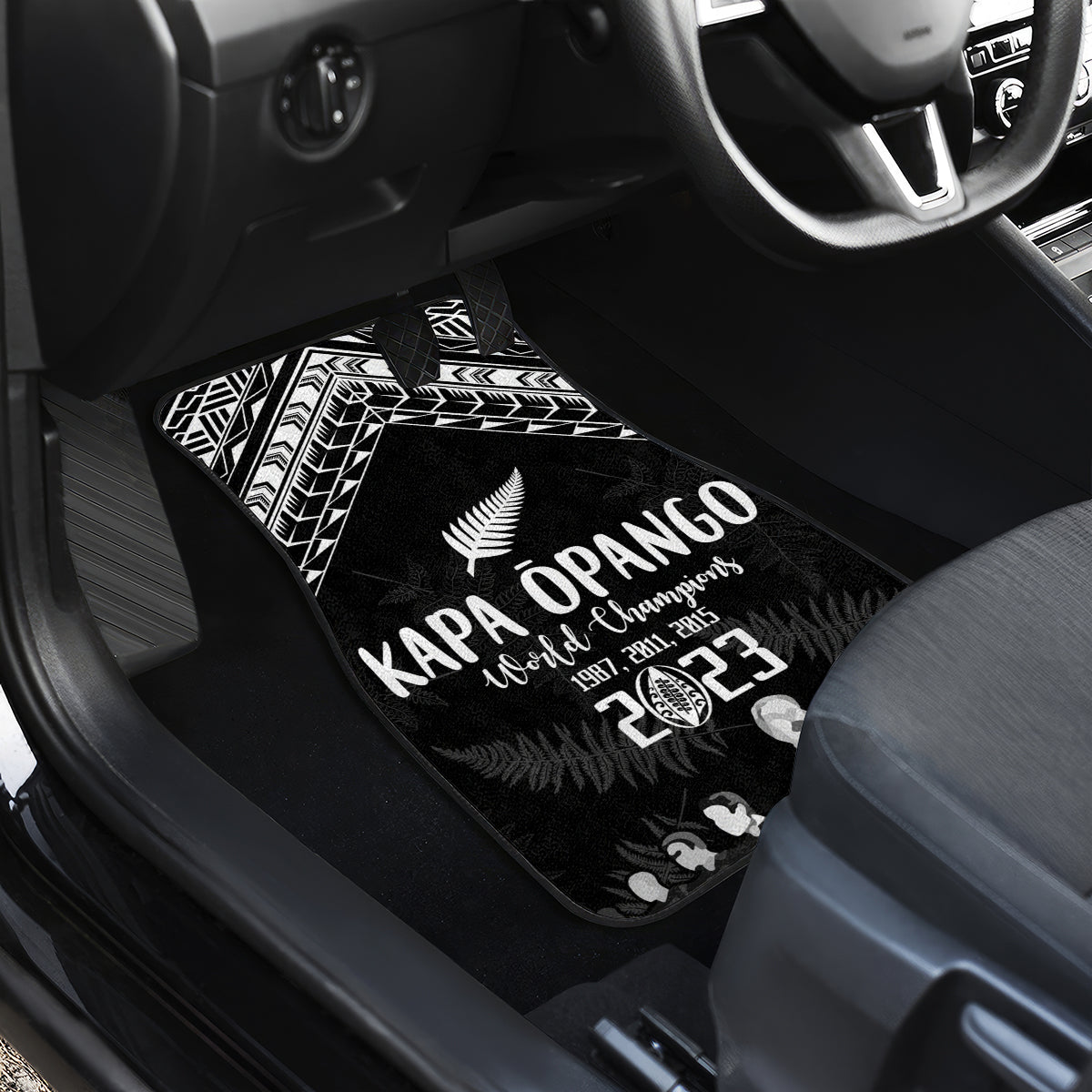 NZ Rugby Car Mats Kapa Opango Maori Haka With Years of The All Black Champions LT9 - Wonder Print Shop