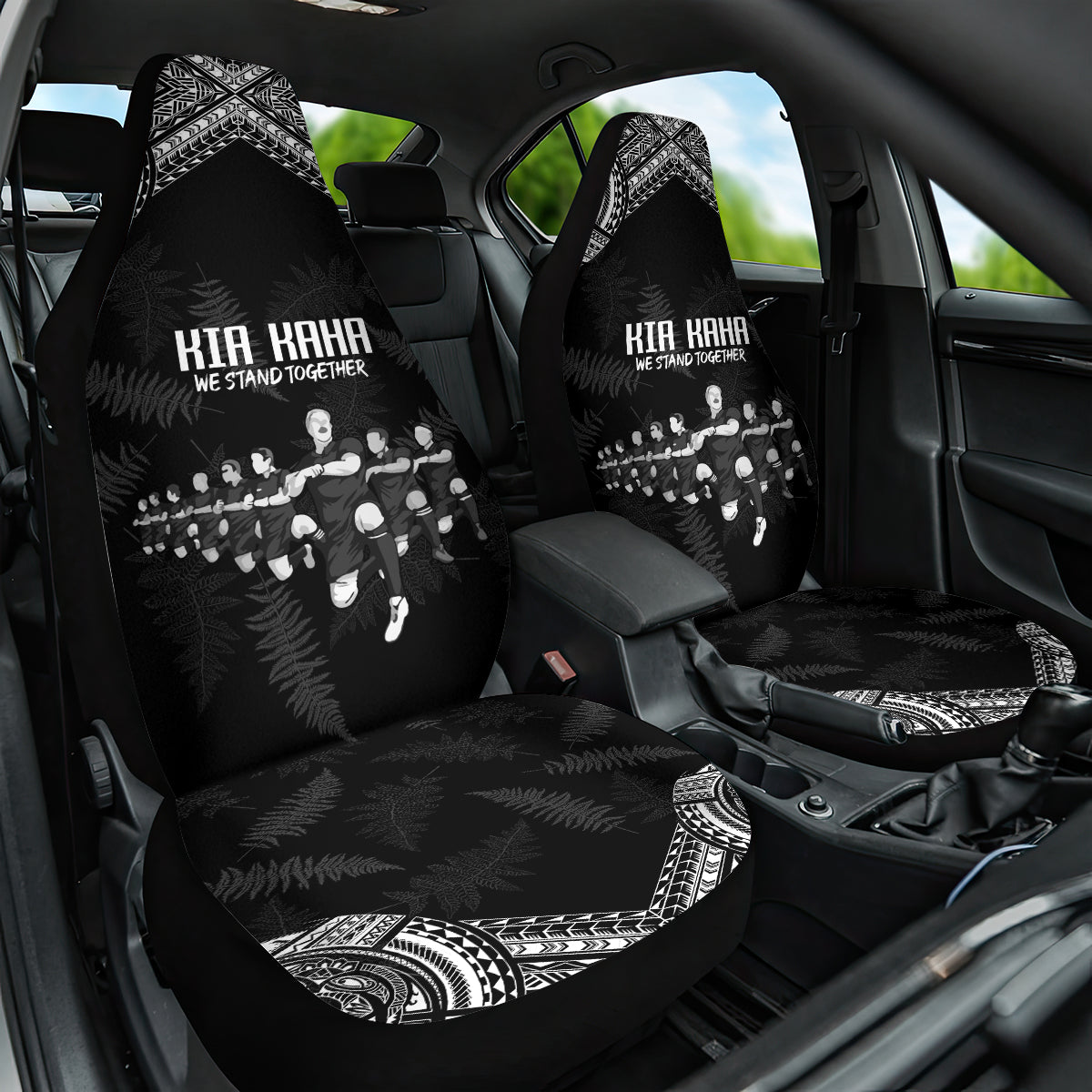 NZ Rugby Car Seat Cover Kapa Opango Maori Haka With Years of The All Black Champions LT9 - Wonder Print Shop