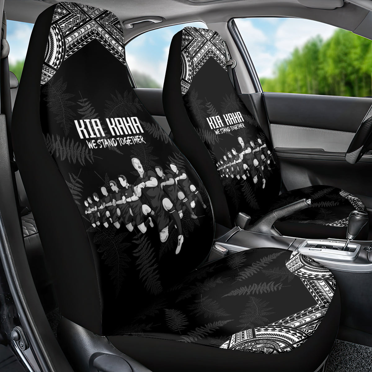NZ Rugby Car Seat Cover Kapa Opango Maori Haka With Years of The All Black Champions LT9 - Wonder Print Shop