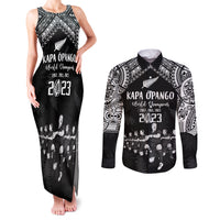 NZ Rugby Couples Matching Tank Maxi Dress and Long Sleeve Button Shirt Kapa Opango Maori Haka With Years of The All Black Champions LT9 - Wonder Print Shop