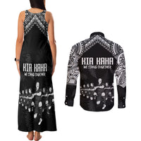 NZ Rugby Couples Matching Tank Maxi Dress and Long Sleeve Button Shirt Kapa Opango Maori Haka With Years of The All Black Champions LT9 - Wonder Print Shop