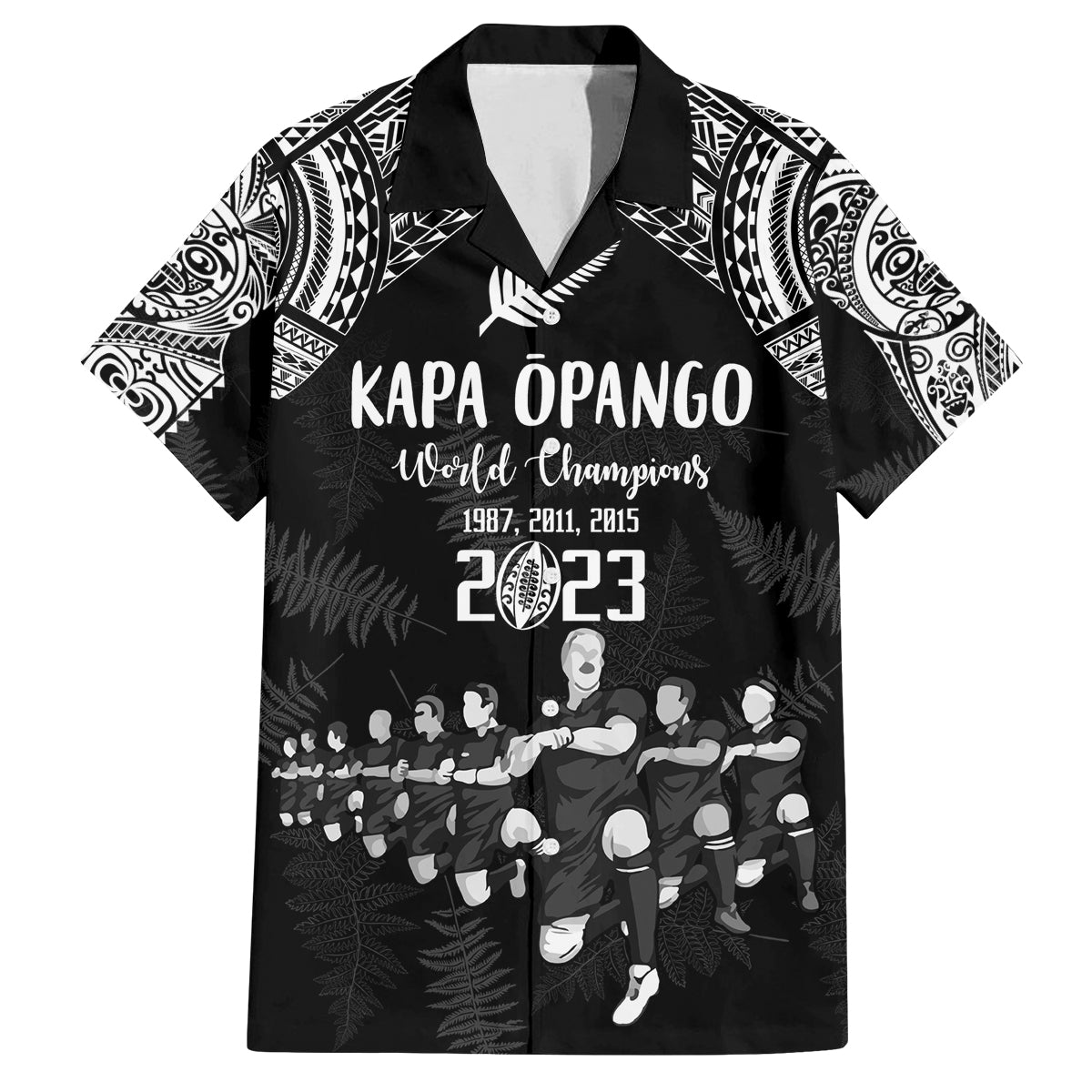 NZ Rugby Family Matching Long Sleeve Bodycon Dress and Hawaiian Shirt Kapa Opango Maori Haka With Years of The All Black Champions LT9 - Wonder Print Shop
