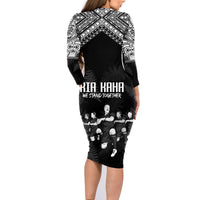 NZ Rugby Family Matching Long Sleeve Bodycon Dress and Hawaiian Shirt Kapa Opango Maori Haka With Years of The All Black Champions LT9 - Wonder Print Shop