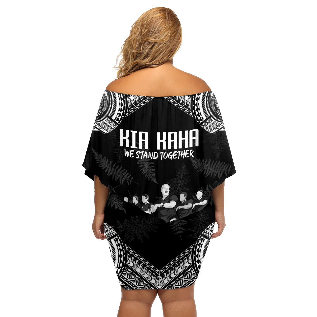 NZ Rugby Family Matching Off Shoulder Short Dress and Hawaiian Shirt Kapa Opango Maori Haka With Years of The All Black Champions LT9 - Wonder Print Shop