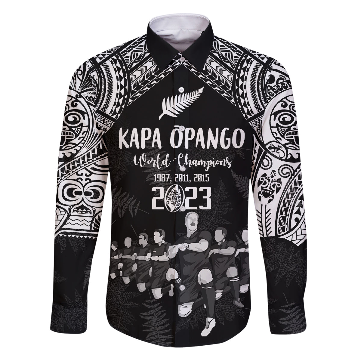 NZ Rugby Family Matching Puletasi Dress and Hawaiian Shirt Kapa Opango Maori Haka With Years of The All Black Champions - Wonder Print Shop