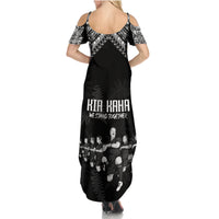 NZ Rugby Family Matching Summer Maxi Dress and Hawaiian Shirt Kapa Opango Maori Haka With Years of The All Black Champions - Wonder Print Shop