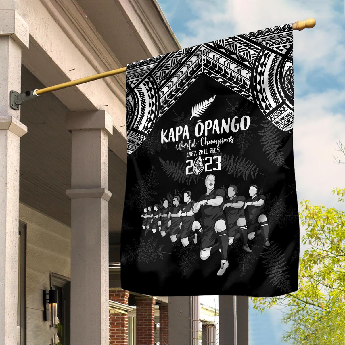 NZ Rugby Garden Flag Kapa Opango Maori Haka With Years of The All Black Champions - Wonder Print Shop