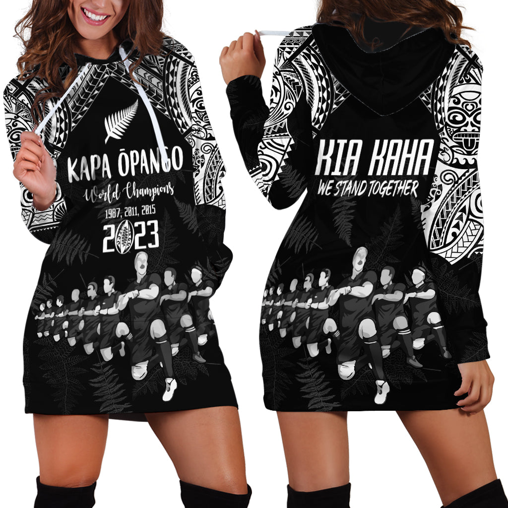 NZ Rugby Hoodie Dress Kapa Opango Maori Haka With Years of The All Black Champions - Wonder Print Shop