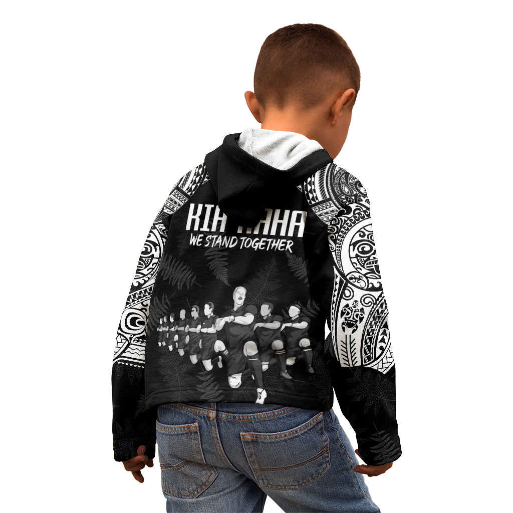 NZ Rugby Kid Hoodie Kapa Opango Maori Haka With Years of The All Black Champions - Wonder Print Shop