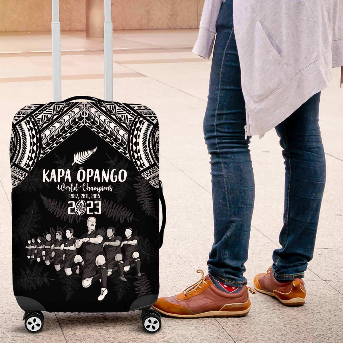 NZ Rugby Luggage Cover Kapa Opango Maori Haka With Years of The All Black Champions - Wonder Print Shop