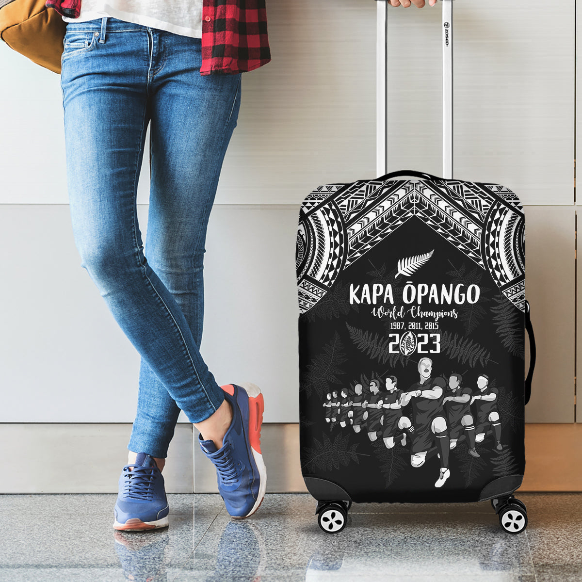 NZ Rugby Luggage Cover Kapa Opango Maori Haka With Years of The All Black Champions - Wonder Print Shop