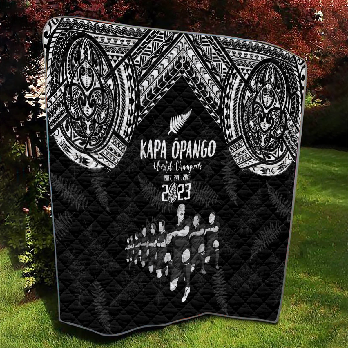 NZ Rugby Quilt Kapa Opango Maori Haka With Years of The All Black Champions - Wonder Print Shop