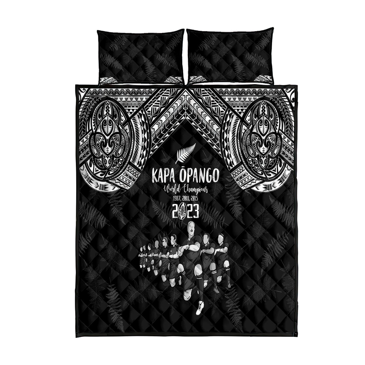 NZ Rugby Quilt Bed Set Kapa Opango Maori Haka With Years of The All Black Champions - Wonder Print Shop