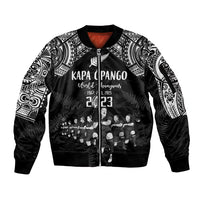 NZ Rugby Sleeve Zip Bomber Jacket Kapa Opango Maori Haka With Years of The All Black Champions - Wonder Print Shop