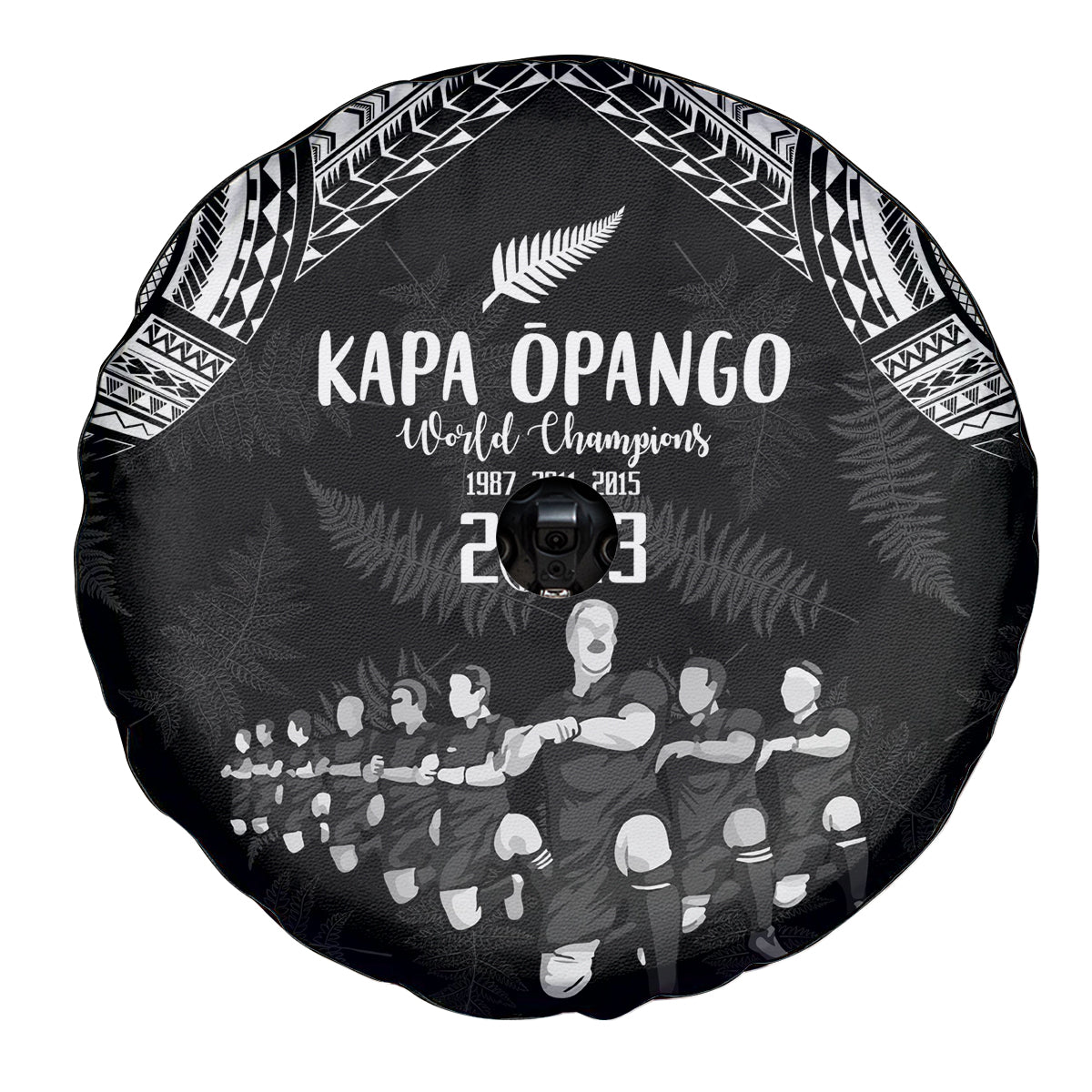 NZ Rugby Spare Tire Cover Kapa Opango Maori Haka With Years of The All Black Champions - Wonder Print Shop