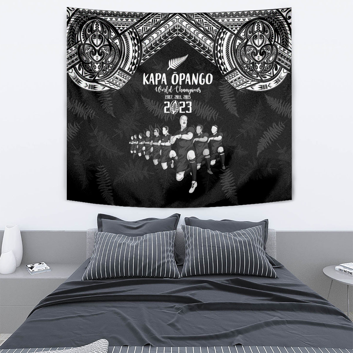 NZ Rugby Tapestry Kapa Opango Maori Haka With Years of The All Black Champions - Wonder Print Shop