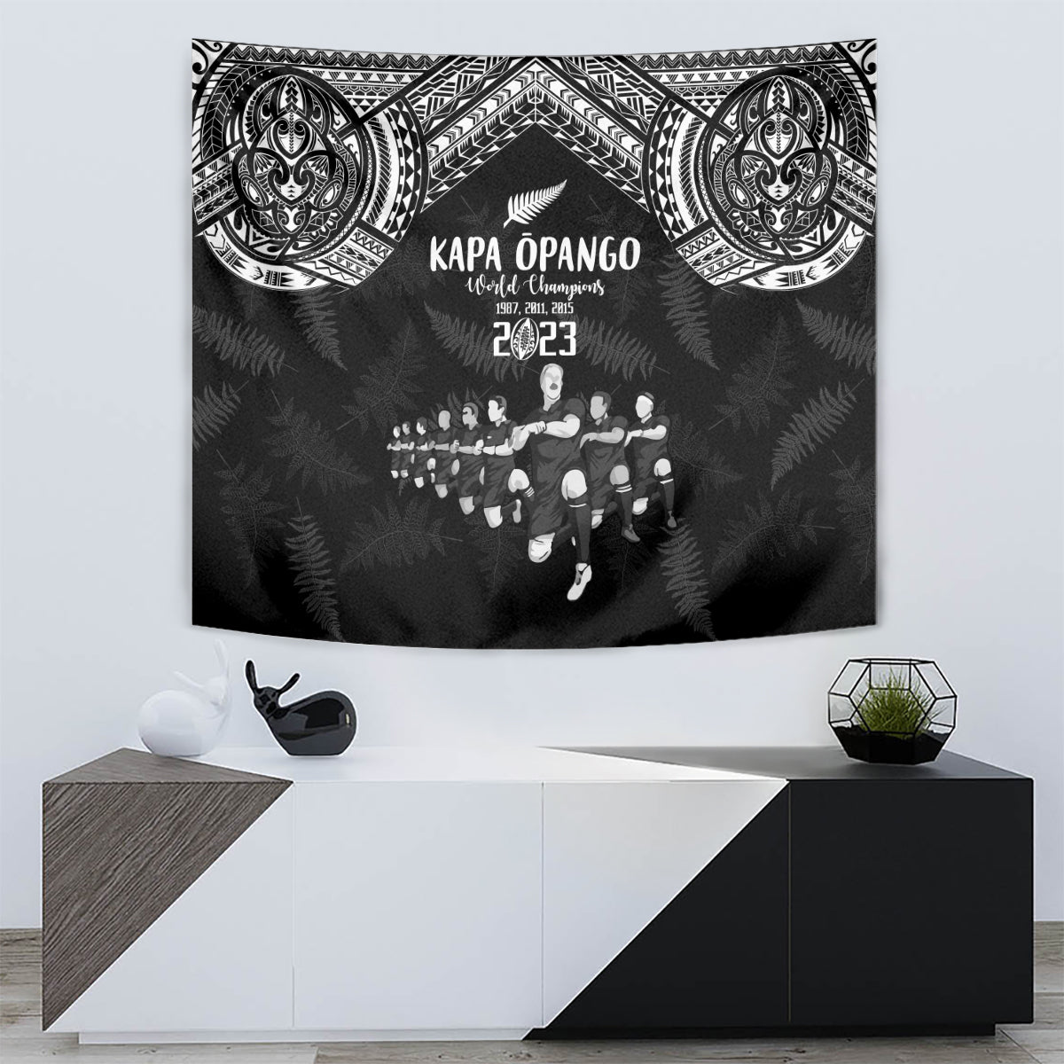NZ Rugby Tapestry Kapa Opango Maori Haka With Years of The All Black Champions - Wonder Print Shop