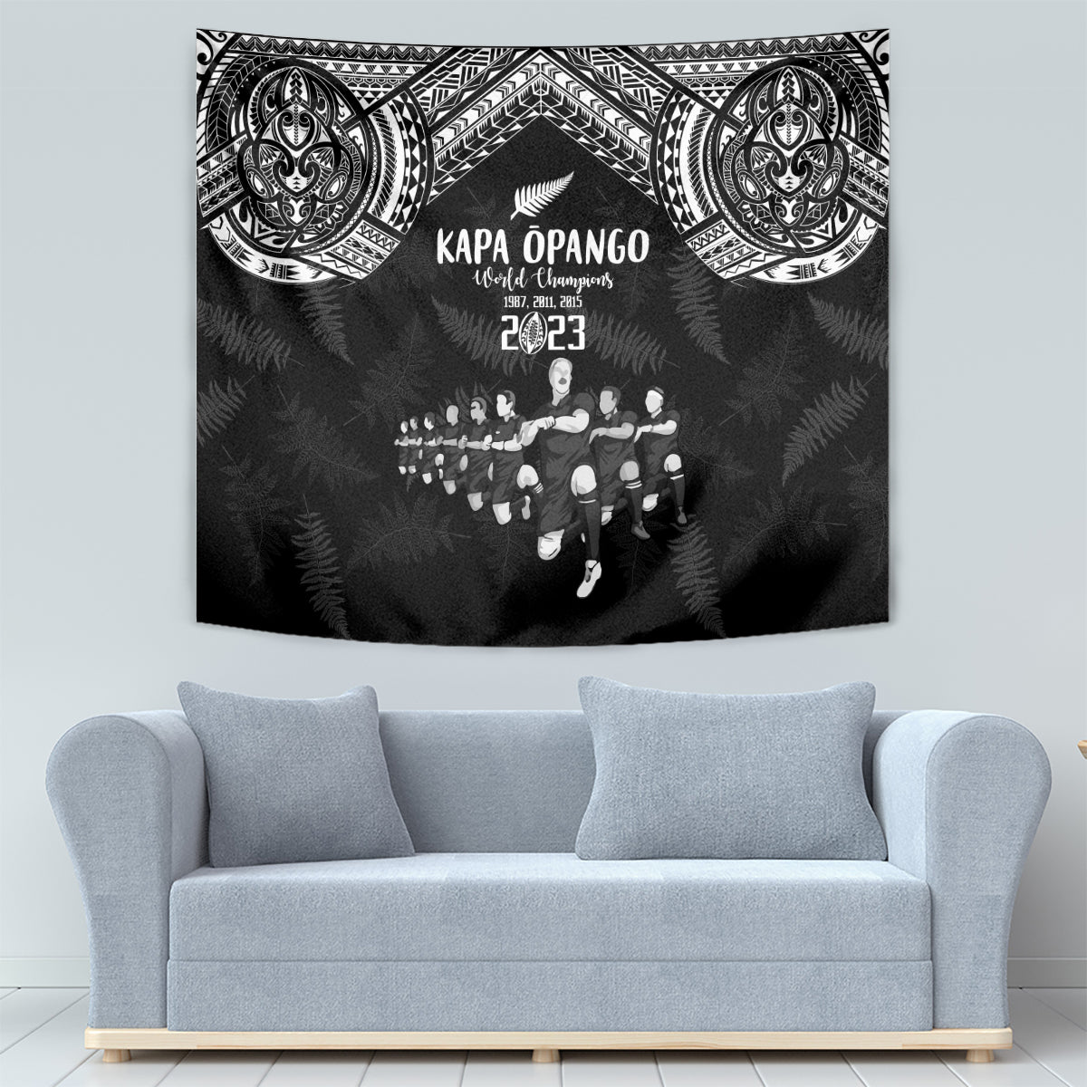 NZ Rugby Tapestry Kapa Opango Maori Haka With Years of The All Black Champions - Wonder Print Shop