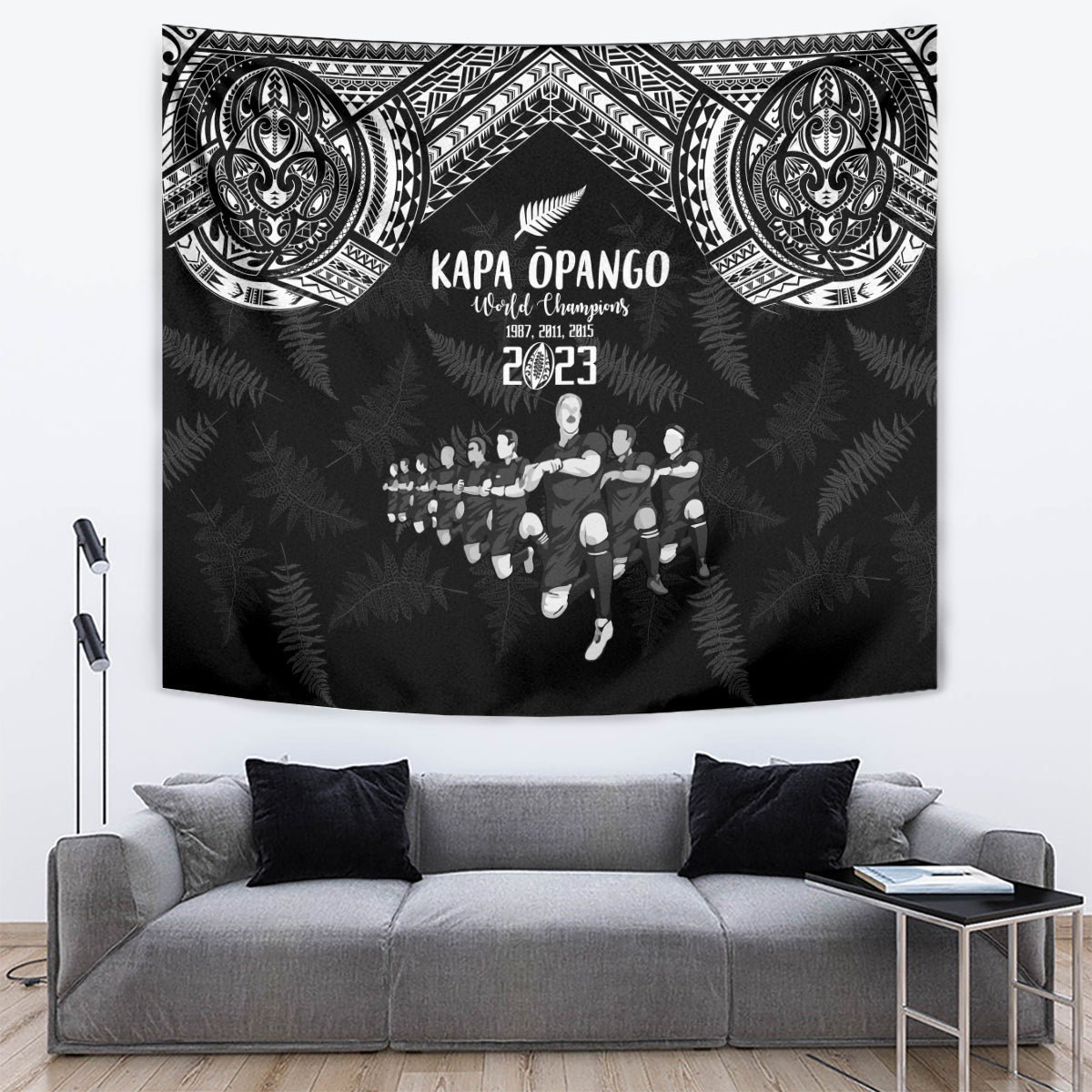 NZ Rugby Tapestry Kapa Opango Maori Haka With Years of The All Black Champions - Wonder Print Shop