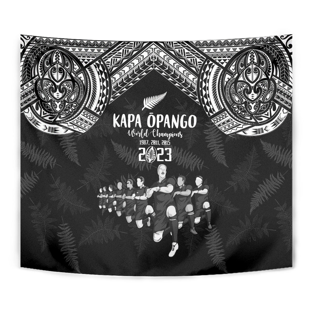 NZ Rugby Tapestry Kapa Opango Maori Haka With Years of The All Black Champions - Wonder Print Shop