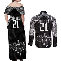 Custom NZ Rugby Couples Matching Off Shoulder Maxi Dress and Long Sleeve Button Shirt Kapa Opango Maori Haka With Years of The All Black Champions LT9 - Wonder Print Shop