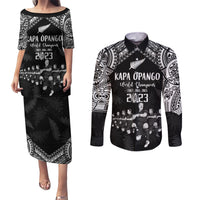 Custom NZ Rugby Couples Matching Puletasi Dress and Long Sleeve Button Shirt Kapa Opango Maori Haka With Years of The All Black Champions LT9 - Wonder Print Shop