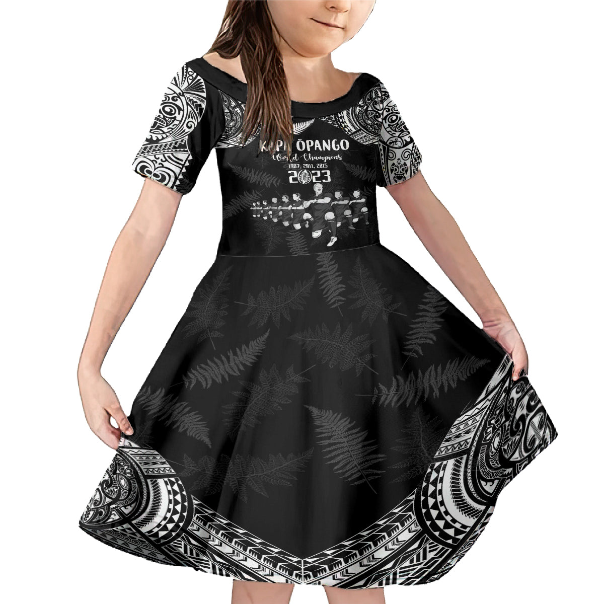 Custom NZ Rugby Family Matching Mermaid Dress and Hawaiian Shirt Kapa Opango Maori Haka With Years of The All Black Champions LT9 - Wonder Print Shop