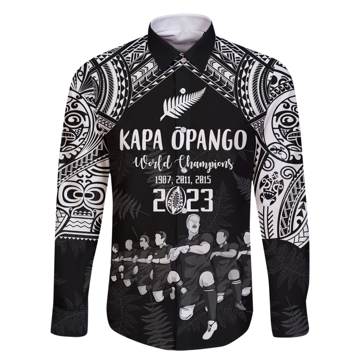 Custom NZ Rugby Family Matching Short Sleeve Bodycon Dress and Hawaiian Shirt Kapa Opango Maori Haka With Years of The All Black Champions - Wonder Print Shop
