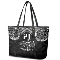 Custom NZ Rugby Leather Tote Bag Kapa Opango Maori Haka With Years of The All Black Champions - Wonder Print Shop