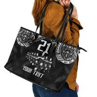 Custom NZ Rugby Leather Tote Bag Kapa Opango Maori Haka With Years of The All Black Champions - Wonder Print Shop