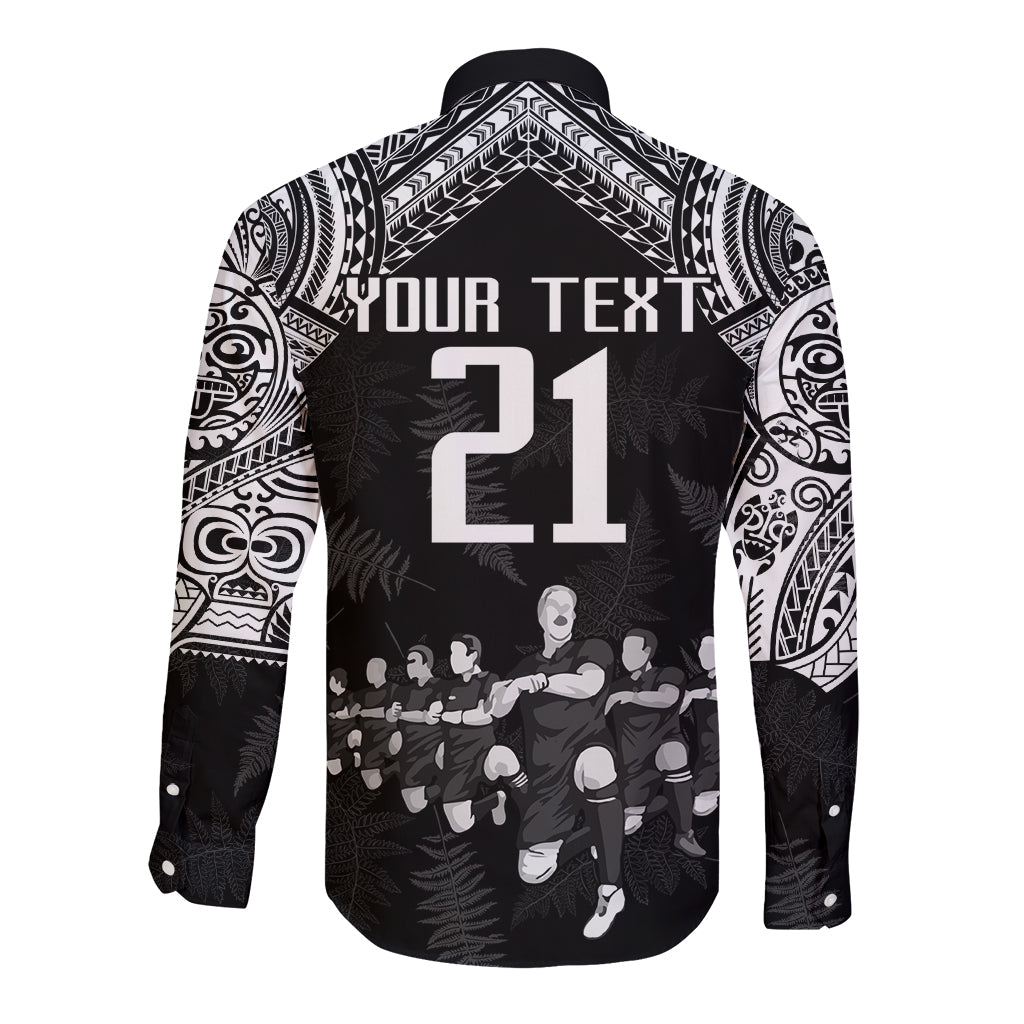 Custom NZ Rugby Long Sleeve Button Shirt Kapa Opango Maori Haka With Years of The All Black Champions - Wonder Print Shop