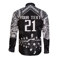 Custom NZ Rugby Long Sleeve Button Shirt Kapa Opango Maori Haka With Years of The All Black Champions - Wonder Print Shop