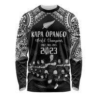 Custom NZ Rugby Long Sleeve Shirt Kapa Opango Maori Haka With Years of The All Black Champions - Wonder Print Shop