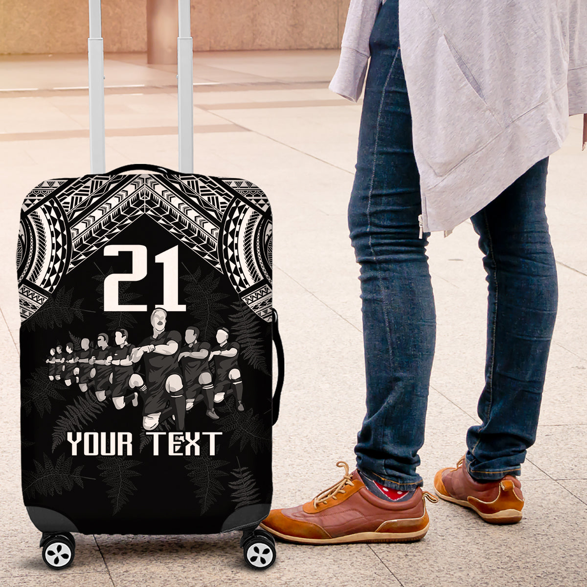 Custom NZ Rugby Luggage Cover Kapa Opango Maori Haka With Years of The All Black Champions - Wonder Print Shop